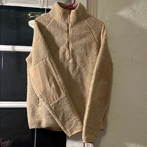 Urban Outfitters teddy bear quarter zip with corduroy elbows